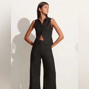 Faithfull the Brand Black 100% Linen Thalika vest